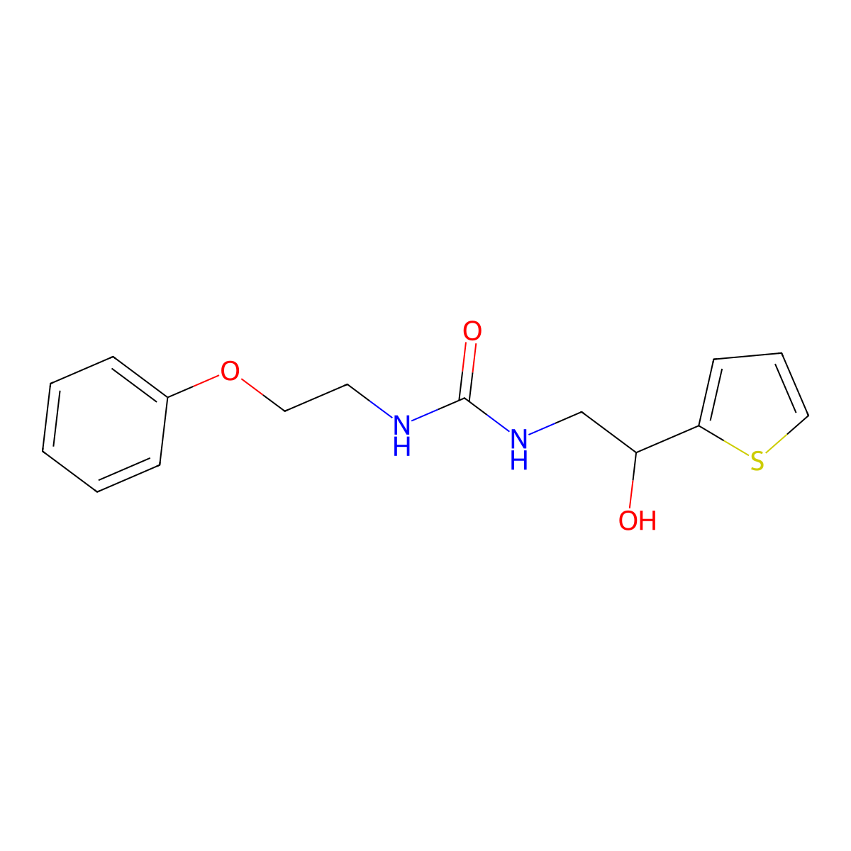 1-(2-Hydroxy-2-(thiophen-2-yl)ethyl)-3-(2-phenoxyethyl)urea molecular structure, CAS 1396635-16-7