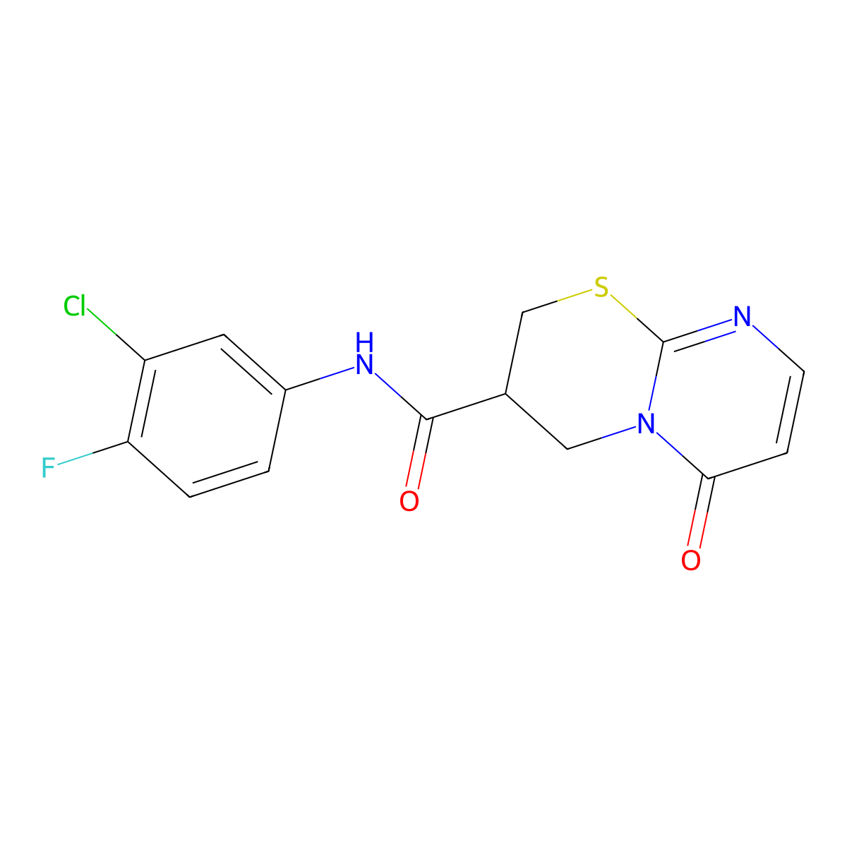 N-(3-chloro-4-fluorophenyl)-6-oxo-2,3,4,6-tetrahydropyrimido[2,1-b][1,3]thiazine-3-carboxamide molecular structure, CAS 1396635-20-3