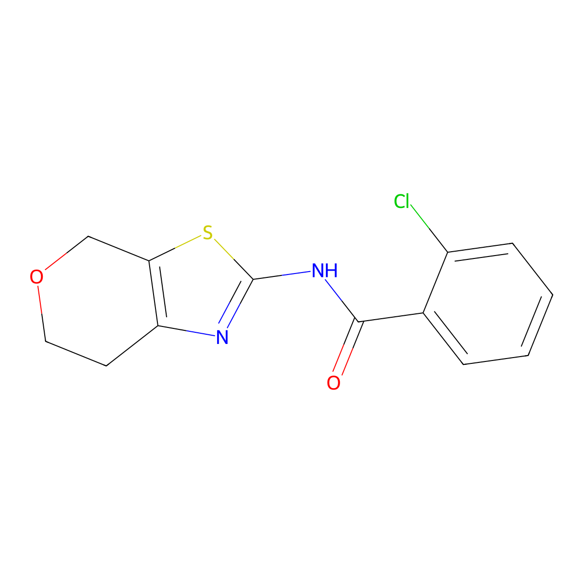 2-chloro-N-(6,7-dihydro-4H-pyrano[4,3-d]thiazol-2-yl)benzamide molecular structure, CAS 1396635-27-0