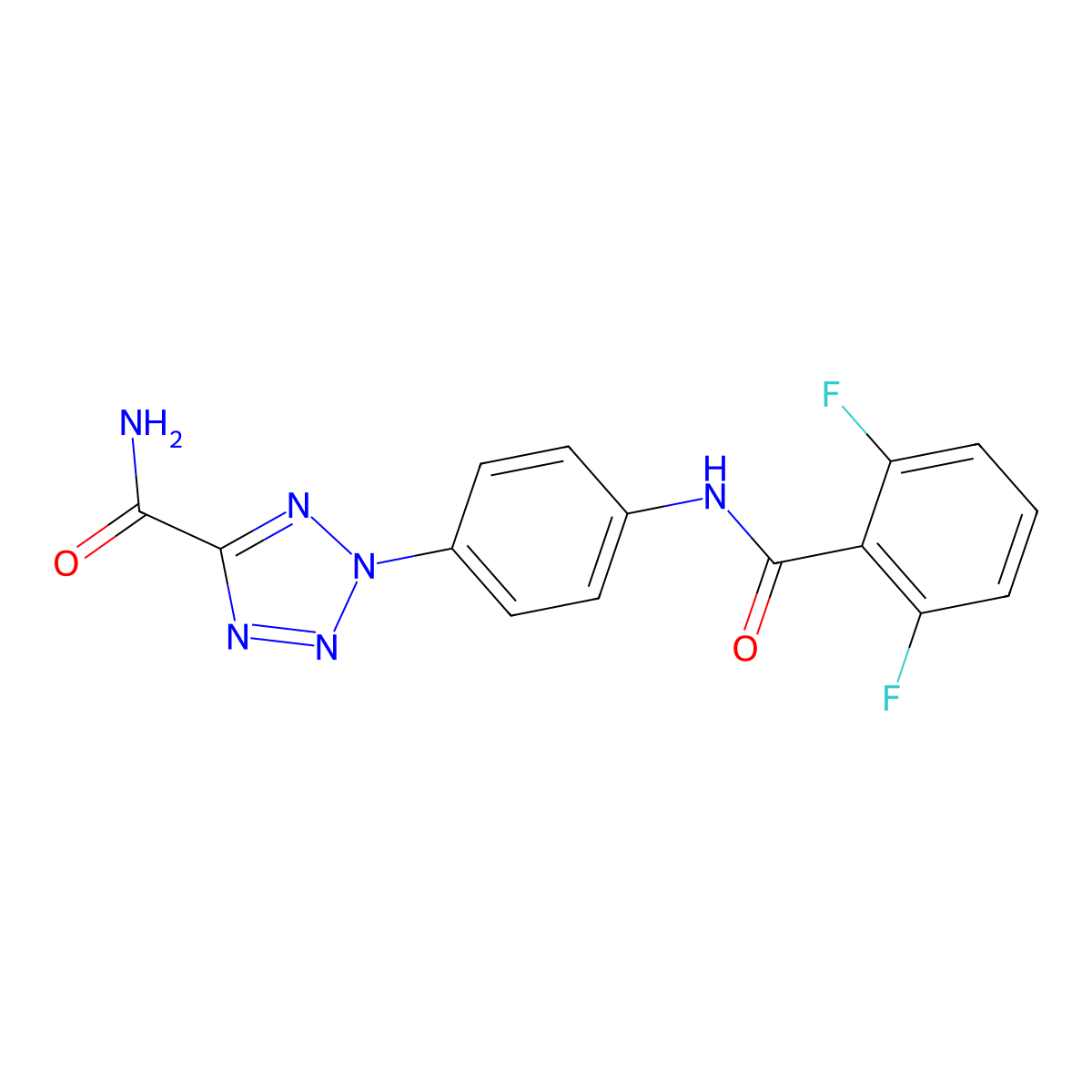 2-(4-(2,6-difluorobenzamido)phenyl)-2H-tetrazole-5-carboxamide molecular structure, CAS 1396635-47-4