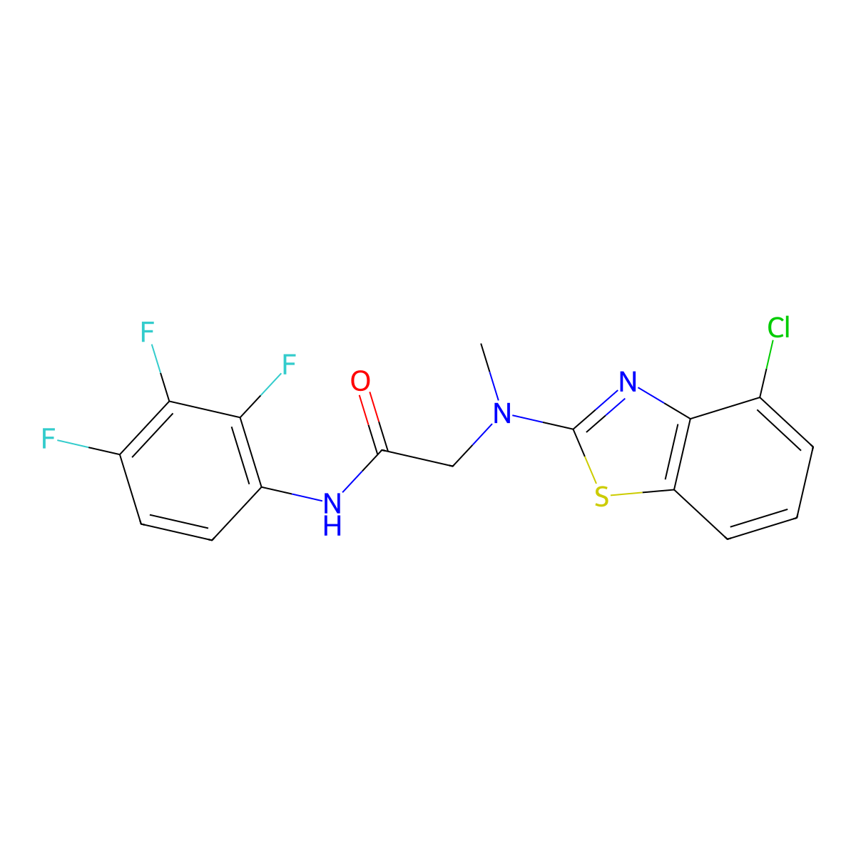 2-((4-chlorobenzo[d]thiazol-2-yl)(methyl)amino)-N-(2,3,4-trifluorophenyl)acetamide molecular structure, CAS 1396635-50-9