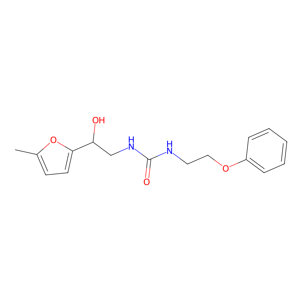 1-(2-Hydroxy-2-(5-methylfuran-2-yl)ethyl)-3-(2-phenoxyethyl)urea molecular structure, CAS 1396635-56-5