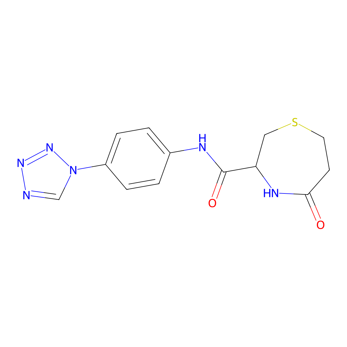 N-(4-(1H-tetrazol-1-yl)phenyl)-5-oxo-1,4-thiazepane-3-carboxamide molecular structure, CAS 1396635-75-8