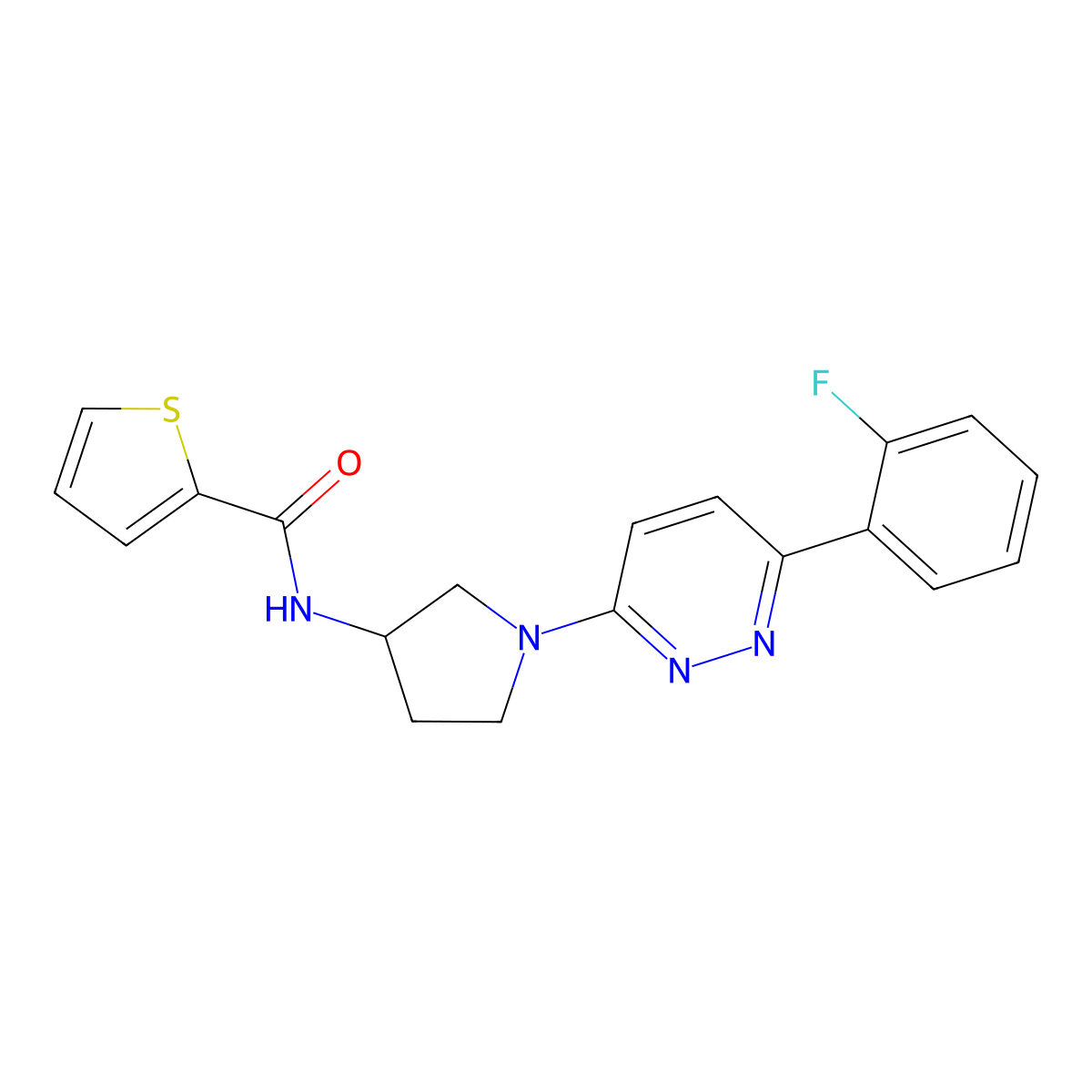 N-{1-[6-(2-fluorophenyl)pyridazin-3-yl]pyrrolidin-3-yl}thiophene-2-carboxamide molecular structure, CAS 1396635-85-0