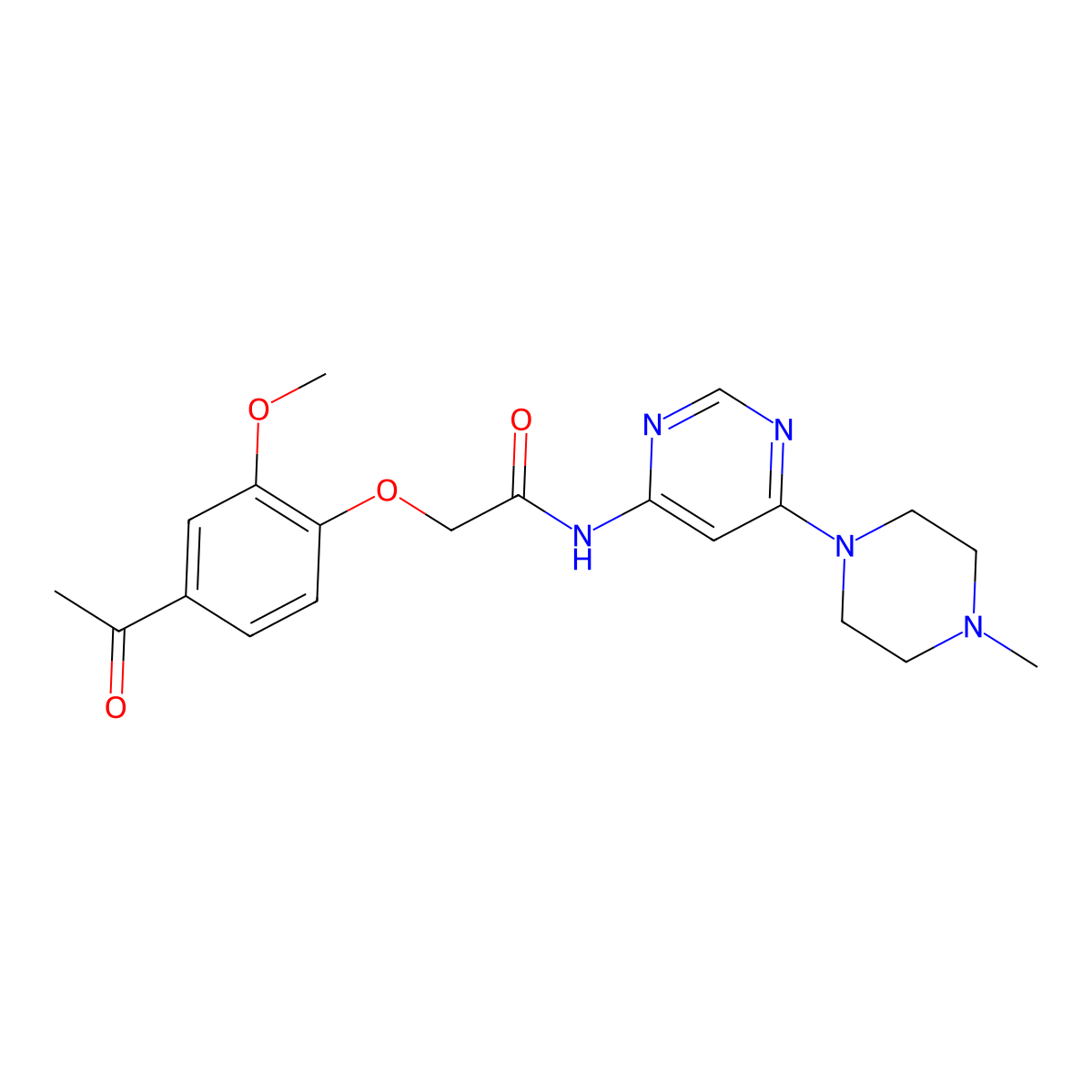 2-(4-acetyl-2-methoxyphenoxy)-N-[6-(4-methylpiperazin-1-yl)pyrimidin-4-yl]acetamide molecular structure, CAS 1396635-95-2
