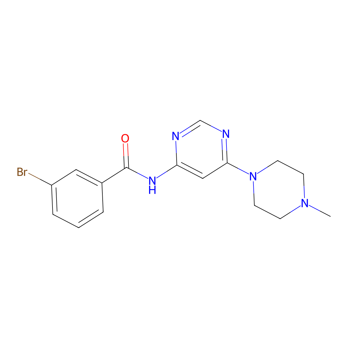 3-bromo-N-[6-(4-methylpiperazin-1-yl)pyrimidin-4-yl]benzamide molecular structure, CAS 1396636-27-3