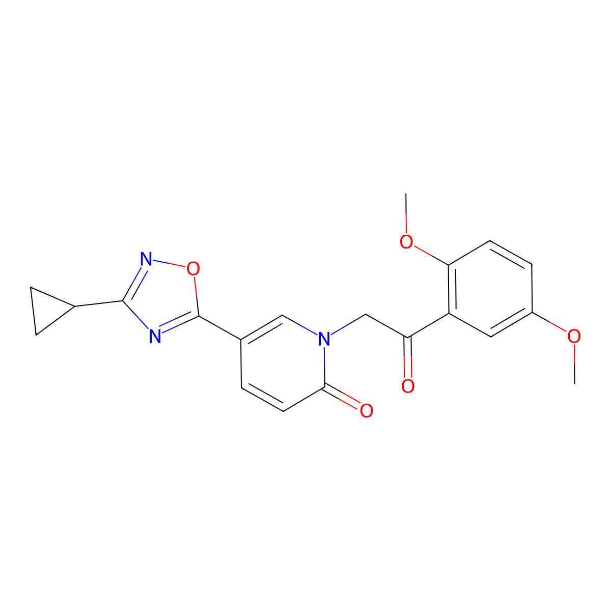 5-(3-cyclopropyl-1,2,4-oxadiazol-5-yl)-1-(2-(2,5-dimethoxyphenyl)-2-oxoethyl)pyridin-2(1H)-one molecular structure, CAS 1396636-31-9