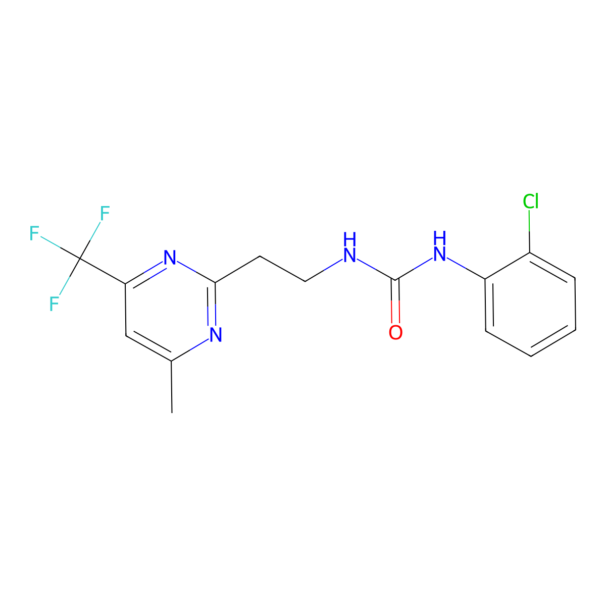 1-(2-Chlorophenyl)-3-{2-[4-methyl-6-(trifluoromethyl)pyrimidin-2-yl]ethyl}urea molecular structure, CAS 1396636-44-4