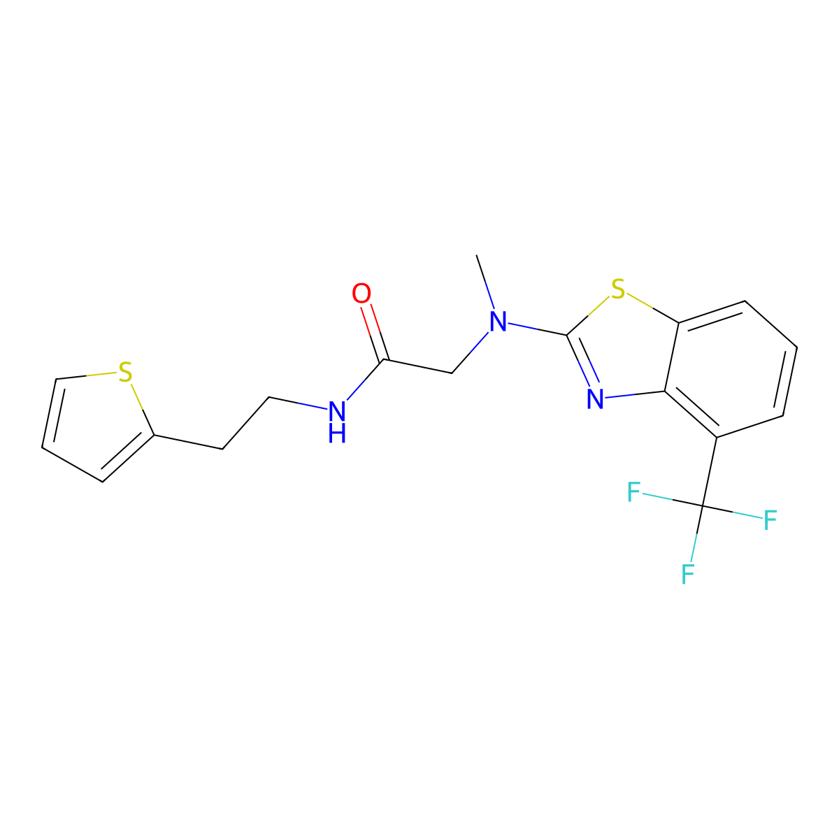 2-(methyl(4-(trifluoromethyl)benzo[d]thiazol-2-yl)amino)-N-(2-(thiophen-2-yl)ethyl)acetamide molecular structure, CAS 1396636-45-5