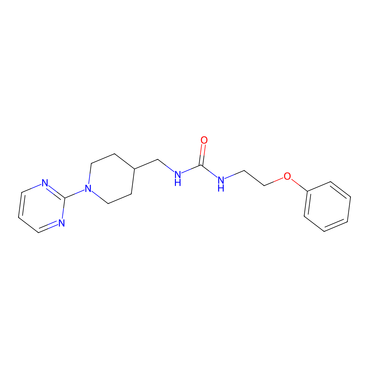 1-(2-Phenoxyethyl)-3-{[1-(pyrimidin-2-yl)piperidin-4-yl]methyl}urea molecular structure, CAS 1396636-55-7