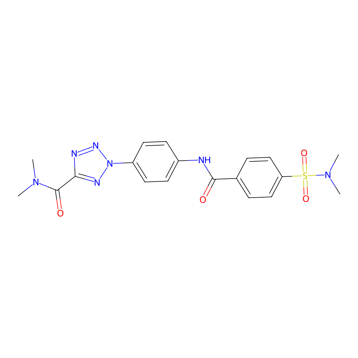 2-(4-(4-(N,N-dimethylsulfamoyl)benzamido)phenyl)-N,N-dimethyl-2H-tetrazole-5-carboxamide molecular structure, CAS 1396636-58-0