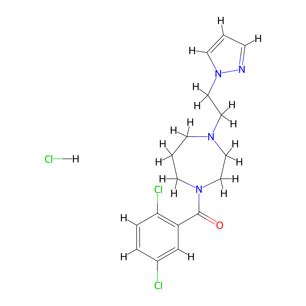 (4-(2-(1H-pyrazol-1-yl)ethyl)-1,4-diazepan-1-yl)(2,5-dichlorophenyl)methanone hydrochloride molecular structure, CAS 1396636-59-1