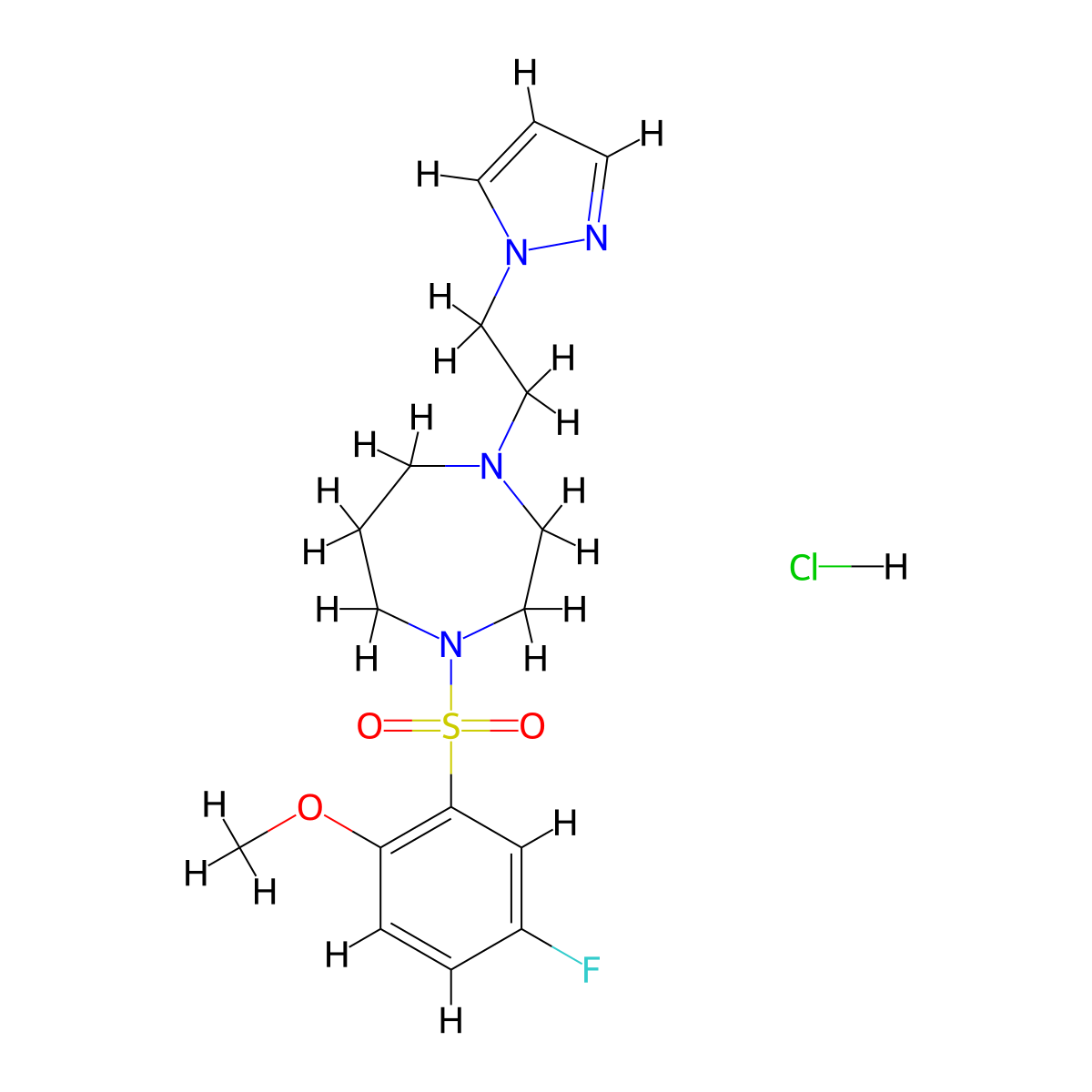 1-(2-(1H-pyrazol-1-yl)ethyl)-4-((5-fluoro-2-methoxyphenyl)sulfonyl)-1,4-diazepane hydrochloride molecular structure, CAS 1396636-81-9