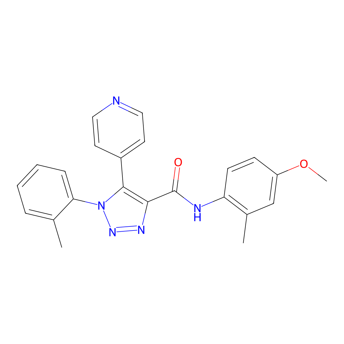 N-(4-methoxy-2-methylphenyl)-1-(2-methylphenyl)-5-pyridin-4-yl-1H-1,2,3-triazole-4-carboxamide molecular structure, CAS 1396636-99-9