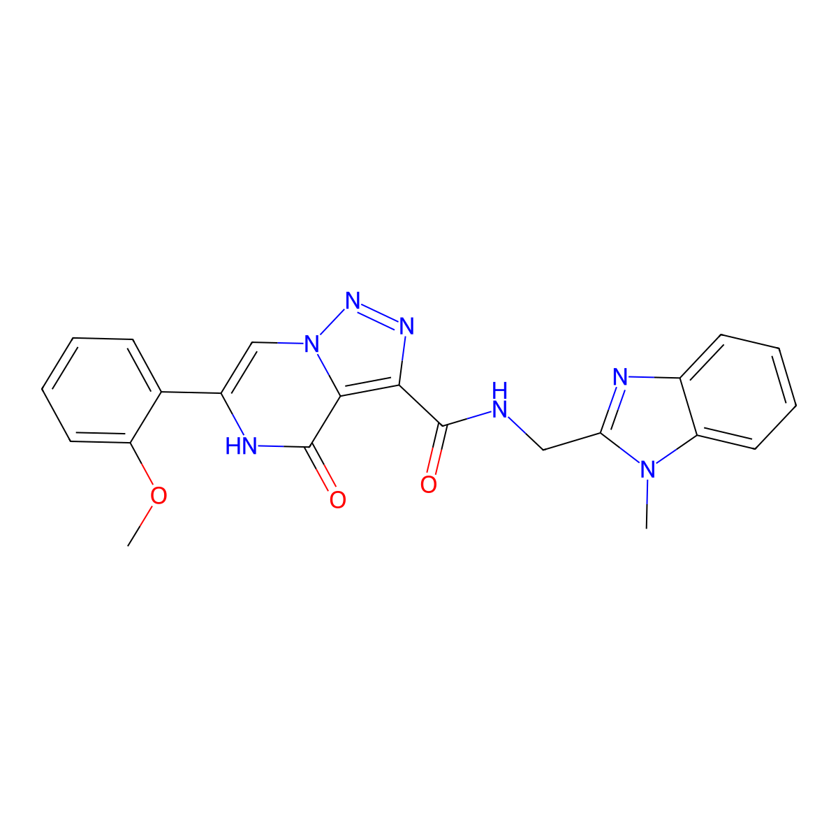 6-(2-methoxyphenyl)-N-((1-methyl-1H-benzo[d]imidazol-2-yl)methyl)-4-oxo-4,5-dihydro-[1,2,3]triazolo[1,5-a]pyrazine-3-carboxamide molecular structure, CAS 1396637-14-1