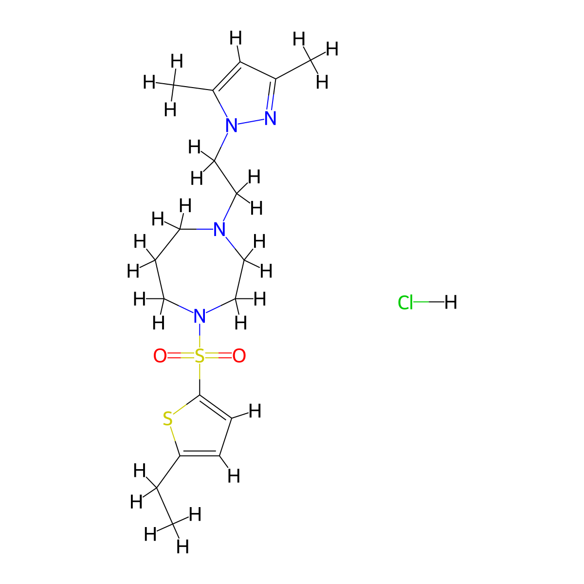 1-[2-(3,5-dimethyl-1H-pyrazol-1-yl)ethyl]-4-[(5-ethylthiophen-2-yl)sulfonyl]-1,4-diazepane hydrochloride molecular structure, CAS 1396637-16-3