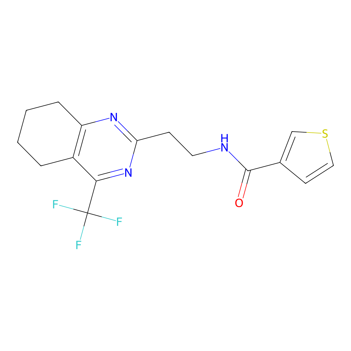 N-(2-(4-(trifluoromethyl)-5,6,7,8-tetrahydroquinazolin-2-yl)ethyl)thiophene-3-carboxamide molecular structure, CAS 1396637-17-4