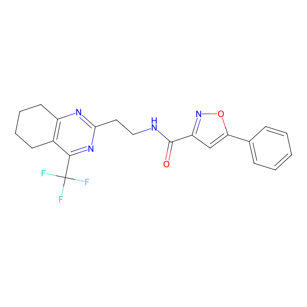 5-phenyl-N-(2-(4-(trifluoromethyl)-5,6,7,8-tetrahydroquinazolin-2-yl)ethyl)isoxazole-3-carboxamide molecular structure, CAS 1396637-39-0