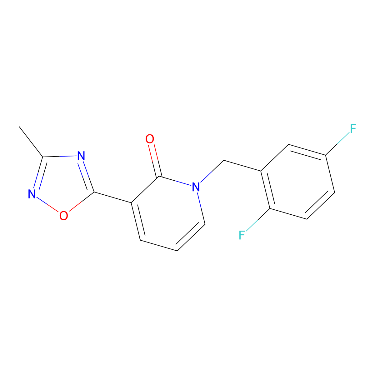 1-(2,5-difluorobenzyl)-3-(3-methyl-1,2,4-oxadiazol-5-yl)pyridin-2(1H)-one molecular structure, CAS 1396637-40-3