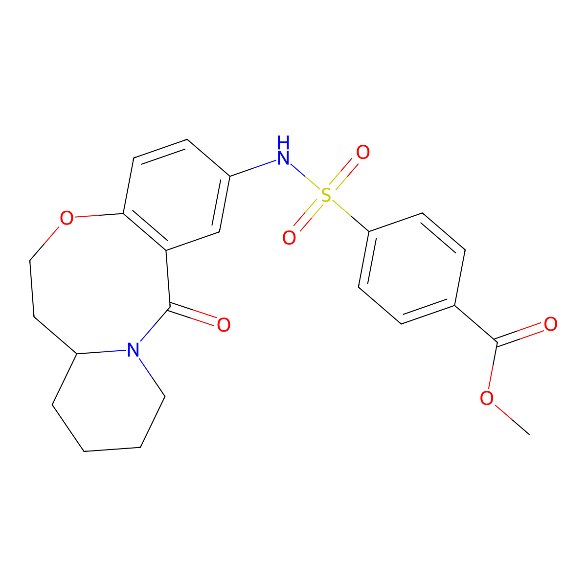 Methyl 4-({2-oxo-9-oxa-1-azatricyclo[10.4.0.0^{3,8}]hexadeca-3,5,7-trien-5-yl}sulfamoyl)benzoate molecular structure, CAS 1396637-46-9
