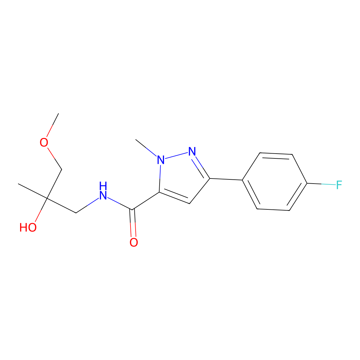 3-(4-fluorophenyl)-N-(2-hydroxy-3-methoxy-2-methylpropyl)-1-methyl-1H-pyrazole-5-carboxamide molecular structure, CAS 1396637-57-2