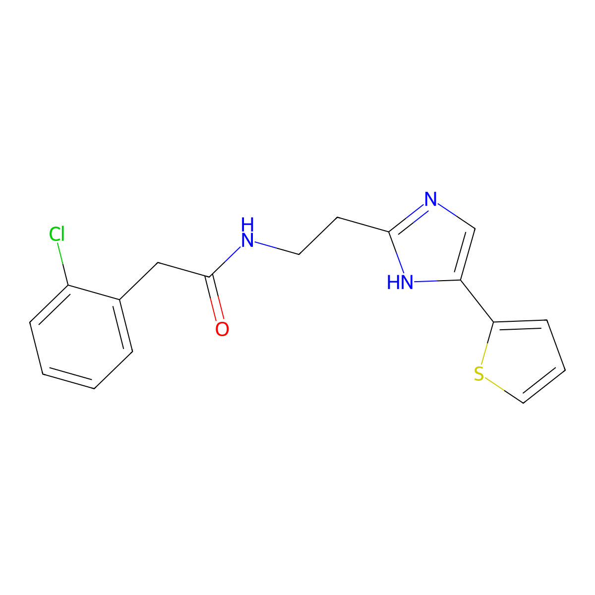2-(2-chlorophenyl)-N-{2-[4-(thiophen-2-yl)-1H-imidazol-2-yl]ethyl}acetamide molecular structure, CAS 1396637-62-9