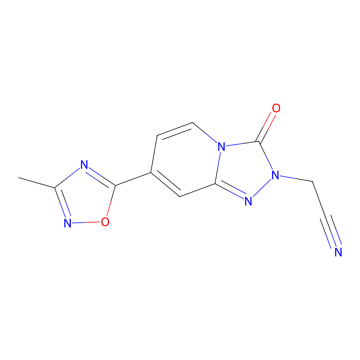 [7-(3-methyl-1,2,4-oxadiazol-5-yl)-3-oxo[1,2,4]triazolo[4,3-a]pyridin-2(3H)-yl]acetonitrile molecular structure, CAS 1396637-93-6