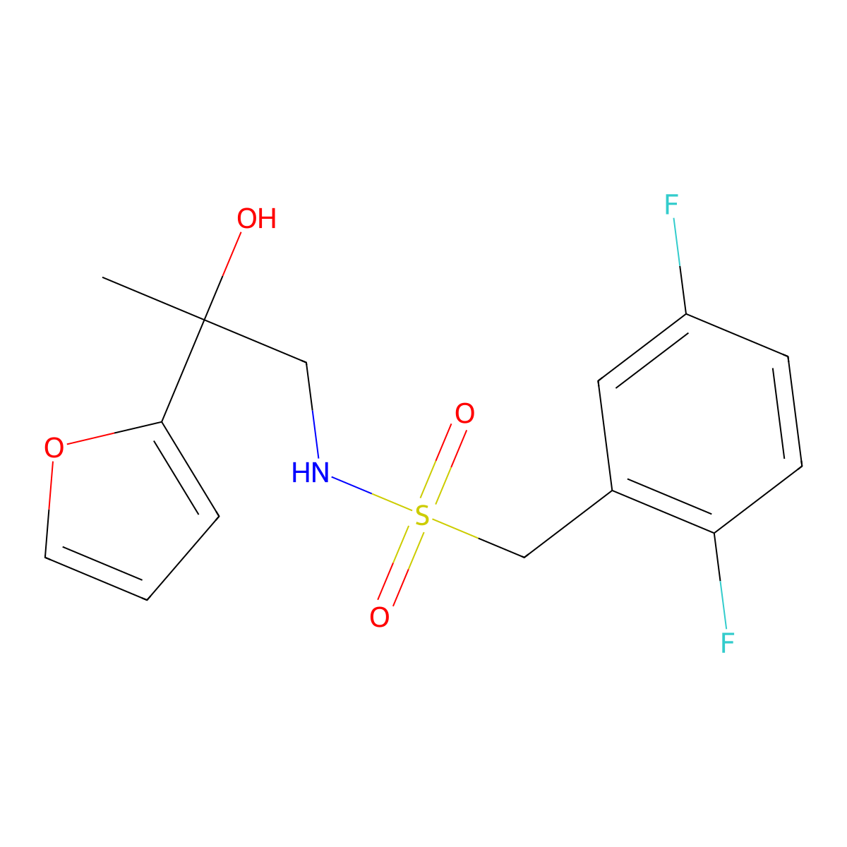 1-(2,5-difluorophenyl)-N-[2-(furan-2-yl)-2-hydroxypropyl]methanesulfonamide molecular structure, CAS 1396638-00-8