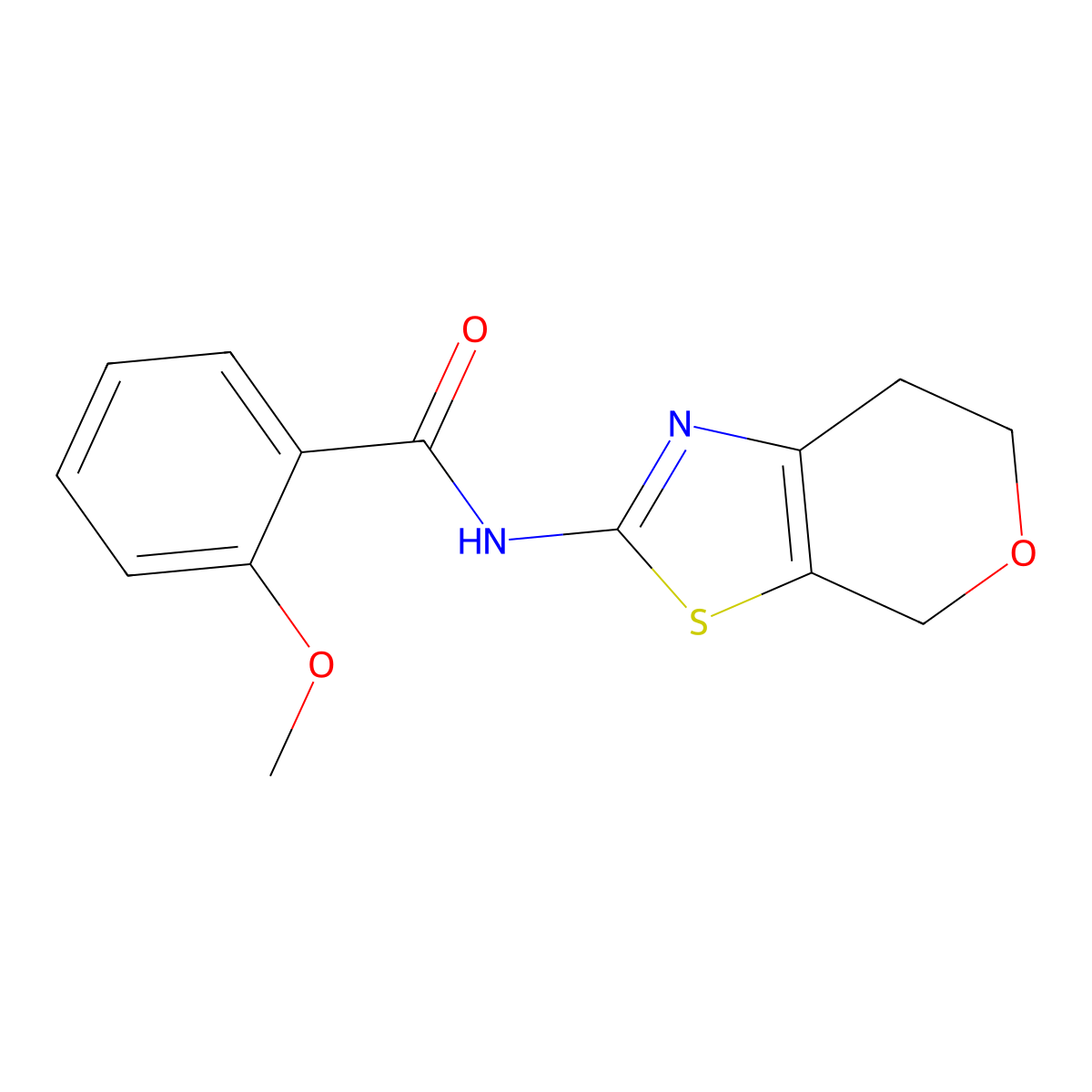 N-(6,7-dihydro-4H-pyrano[4,3-d]thiazol-2-yl)-2-methoxybenzamide molecular structure, CAS 1396638-09-7