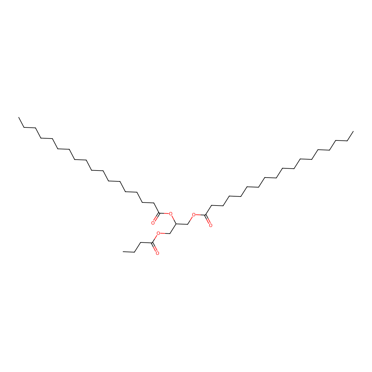 Glyceryl 1-butyrate distearate molecular structure, CAS 139665-43-3