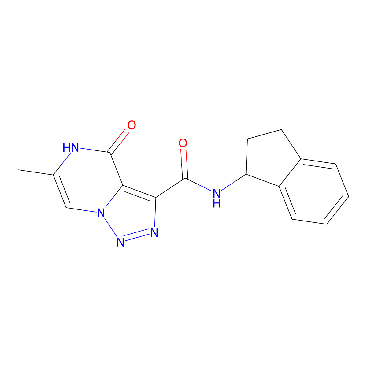 N-(2,3-dihydro-1H-inden-1-yl)-6-methyl-4-oxo-4,5-dihydro[1,2,3]triazolo[1,5-a]pyrazine-3-carboxamide molecular structure, CAS 1396673-27-0