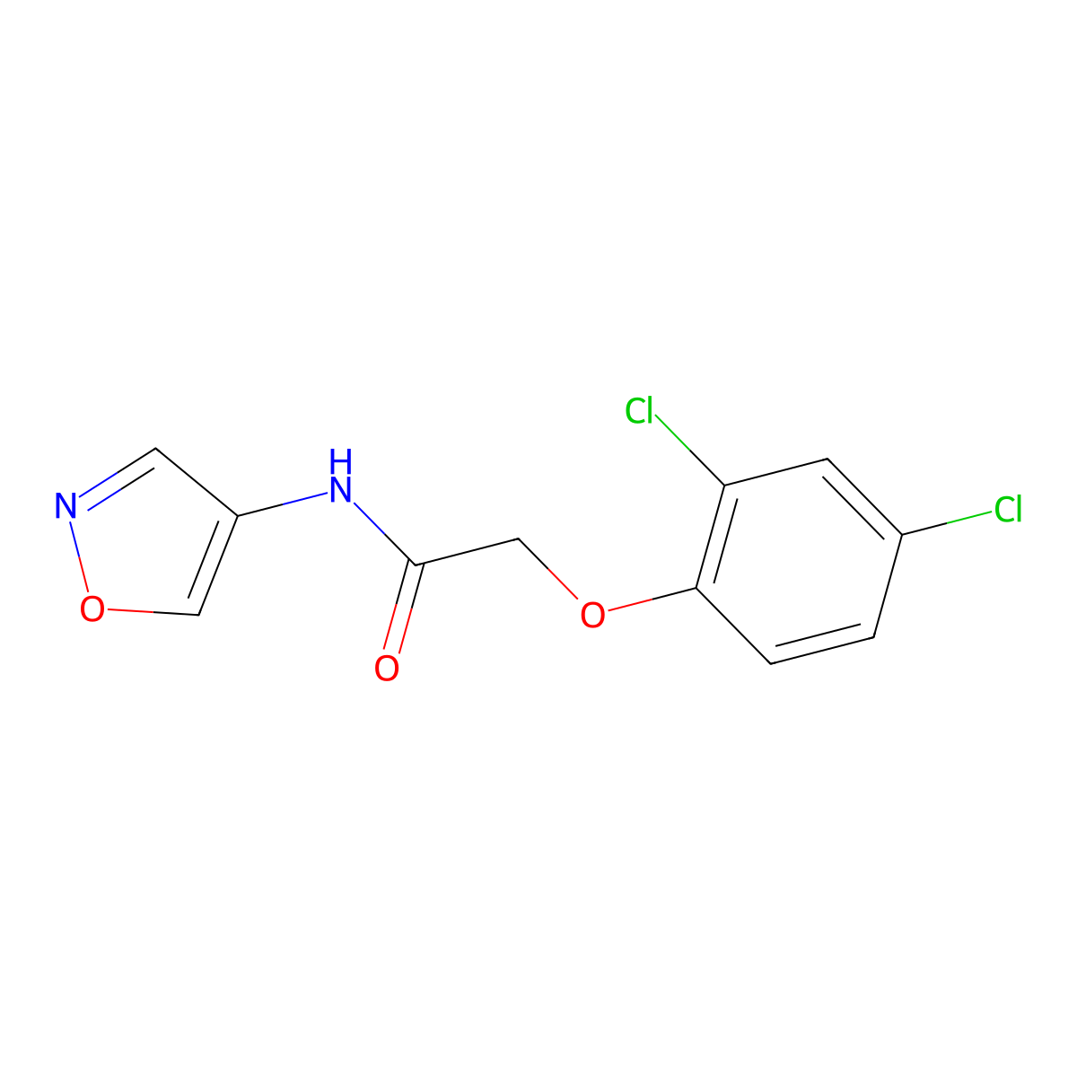 2-(2,4-dichlorophenoxy)-N-(isoxazol-4-yl)acetamide molecular structure, CAS 1396673-34-9