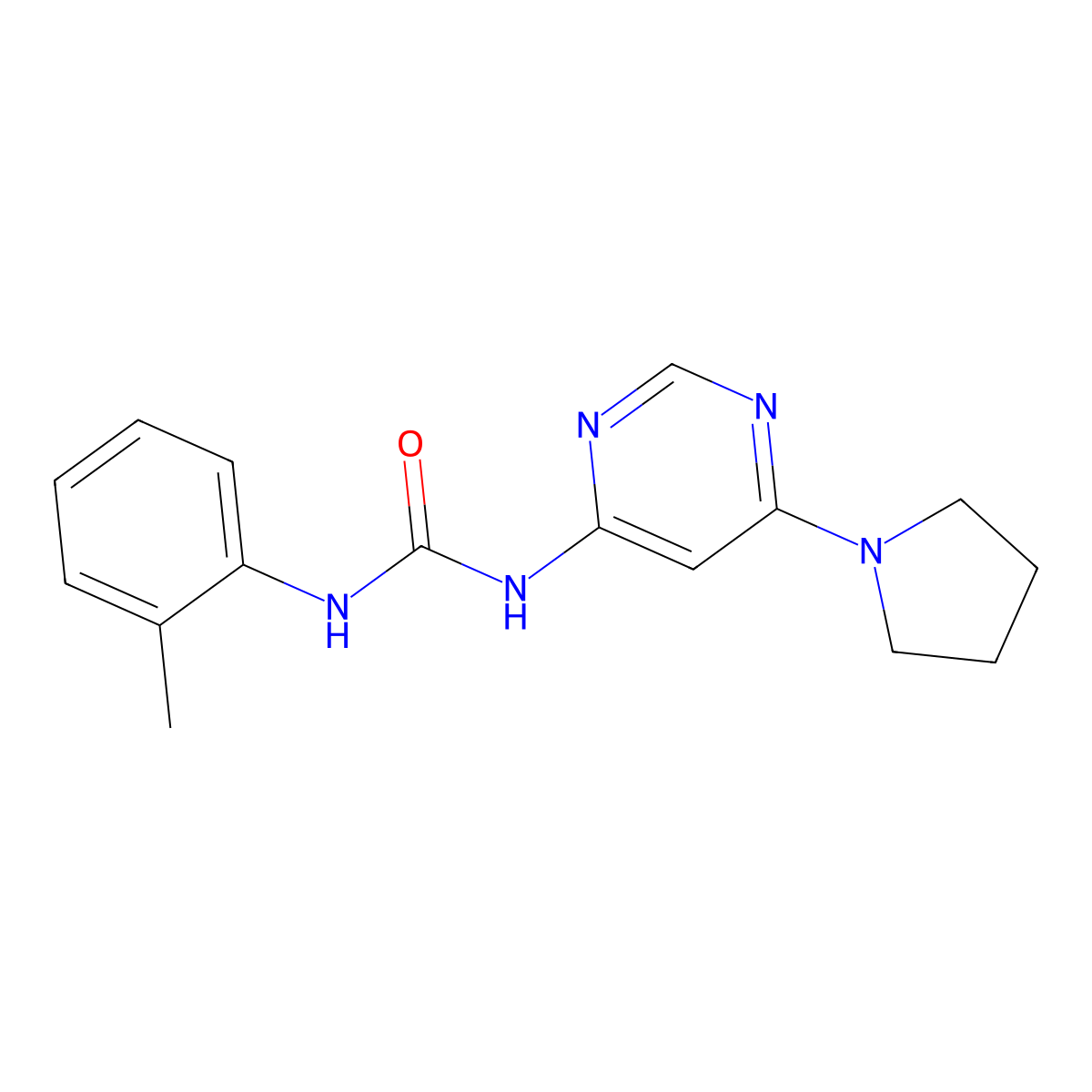 1-(6-(Pyrrolidin-1-yl)pyrimidin-4-yl)-3-(o-tolyl)urea molecular structure, CAS 1396673-45-2