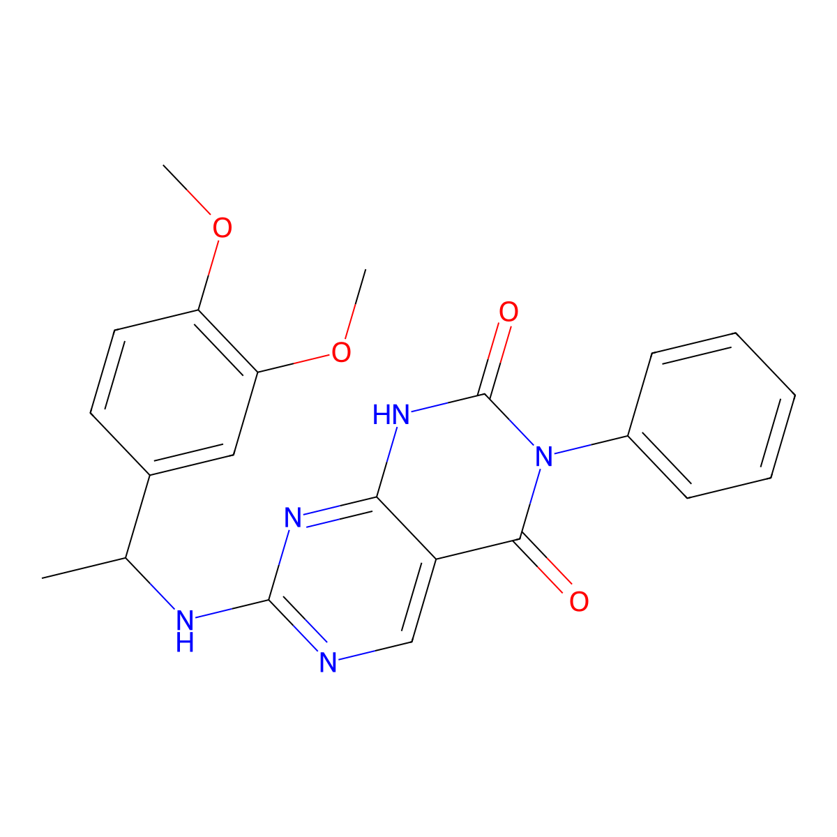 7-{[1-(3,4-dimethoxyphenyl)ethyl]amino}-3-phenylpyrimido[4,5-d]pyrimidine-2,4(1H,3H)-dione molecular structure, CAS 1396673-56-5