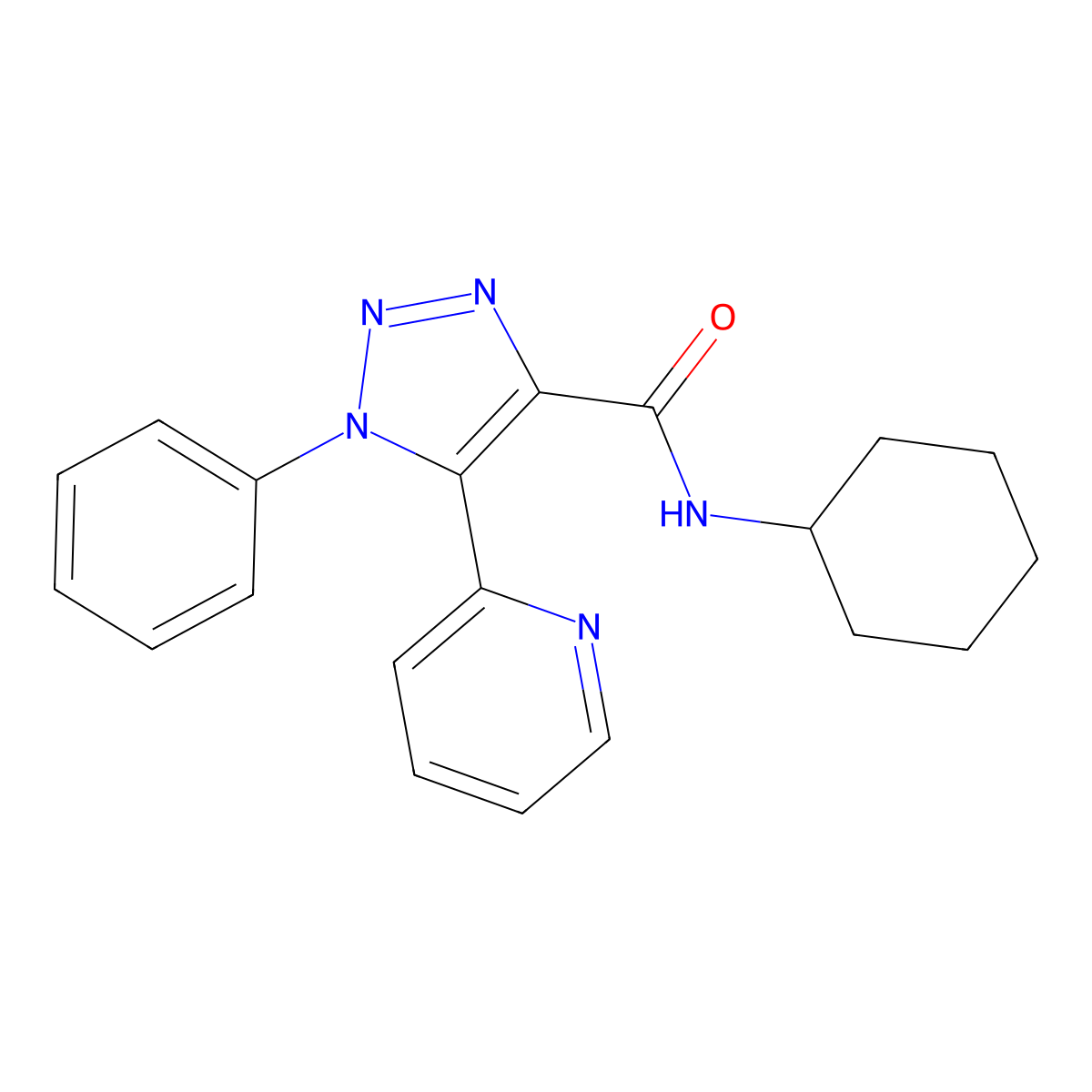 N-cyclohexyl-1-phenyl-5-(pyridin-2-yl)-1H-1,2,3-triazole-4-carboxamide molecular structure, CAS 1396673-61-2