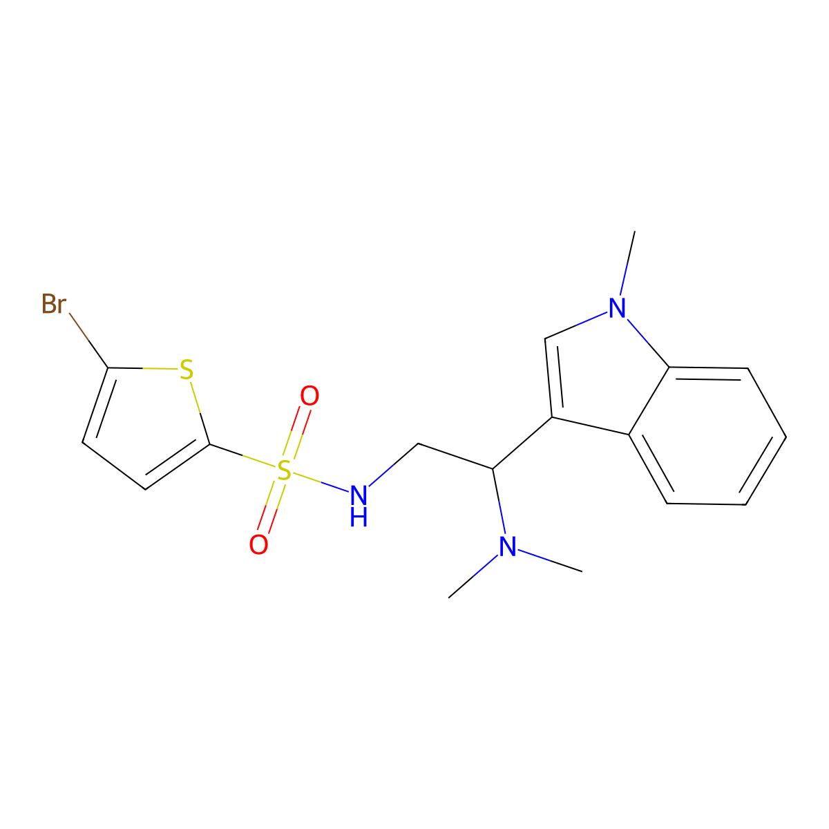 5-bromo-N-[2-(dimethylamino)-2-(1-methyl-1H-indol-3-yl)ethyl]thiophene-2-sulfonamide molecular structure, CAS 1396673-64-5