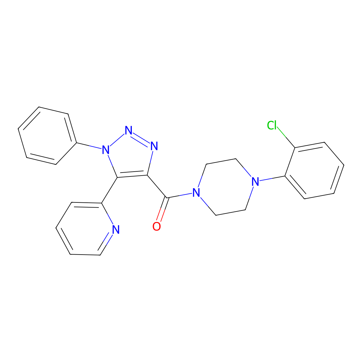 1-(2-chlorophenyl)-4-[(1-phenyl-5-pyridin-2-yl-1H-1,2,3-triazol-4-yl)carbonyl]piperazine molecular structure, CAS 1396673-66-7