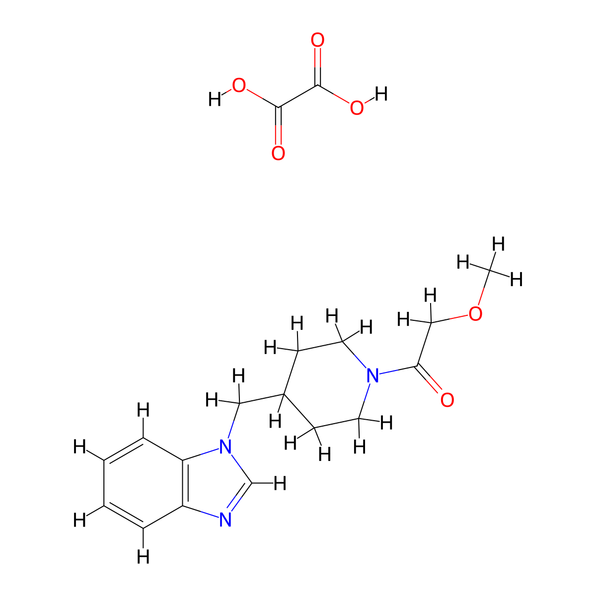 1-(4-((1H-benzo[d]imidazol-1-yl)methyl)piperidin-1-yl)-2-methoxyethanone oxalate molecular structure, CAS 1396673-71-4