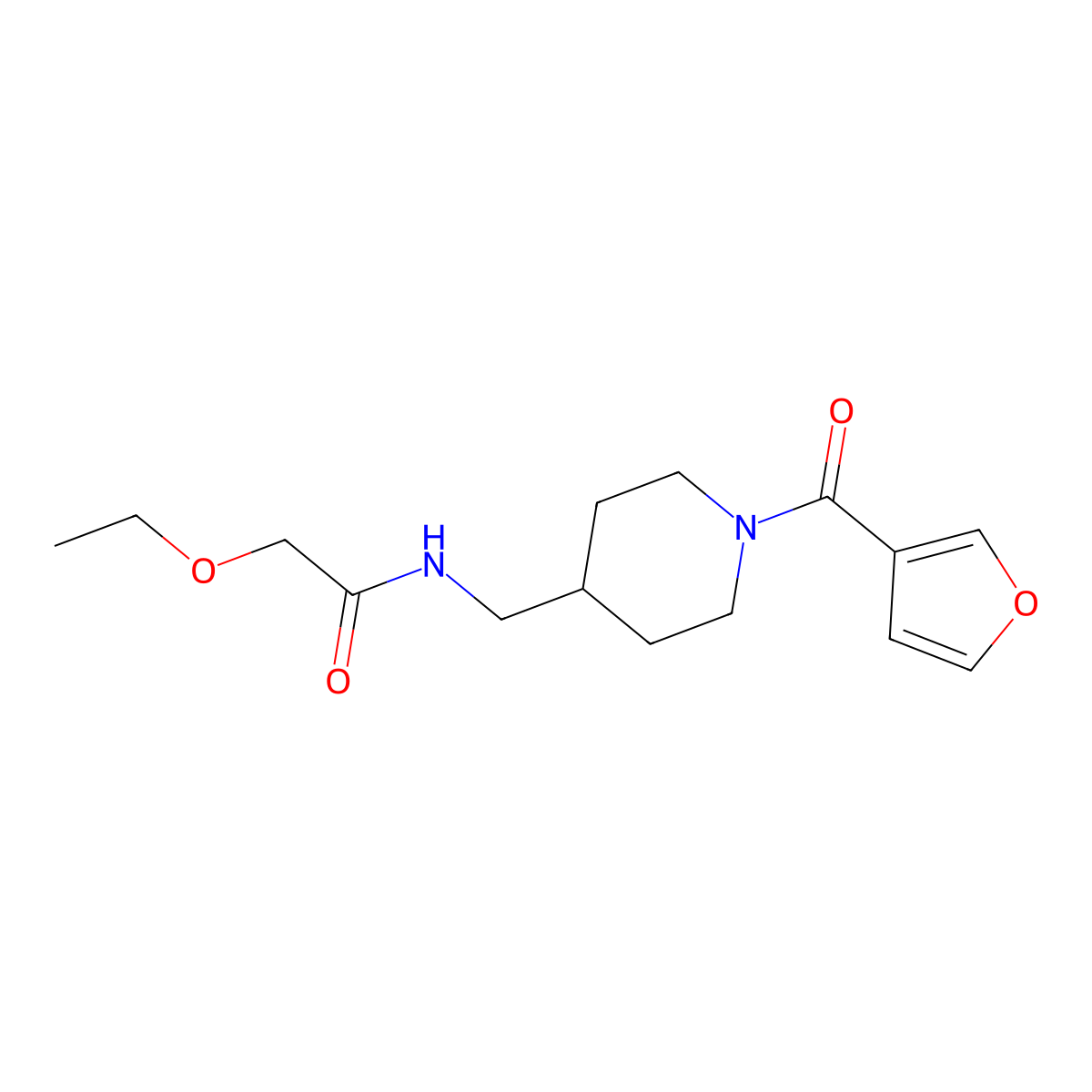 2-ethoxy-N-((1-(furan-3-carbonyl)piperidin-4-yl)methyl)acetamide molecular structure, CAS 1396673-73-6