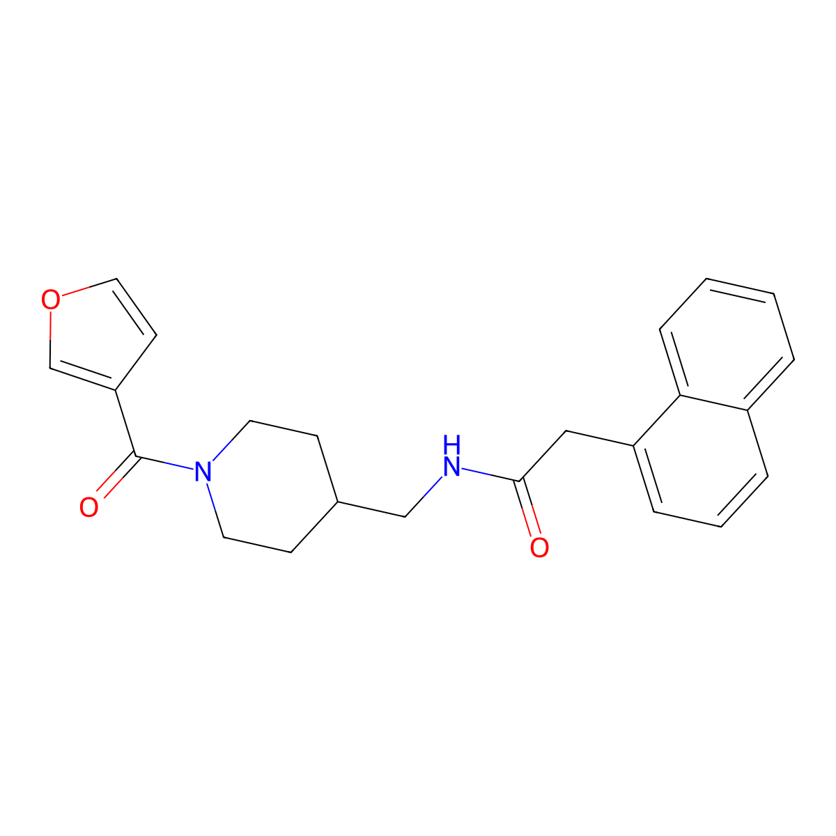 N-((1-(furan-3-carbonyl)piperidin-4-yl)methyl)-2-(naphthalen-1-yl)acetamide molecular structure, CAS 1396673-80-5