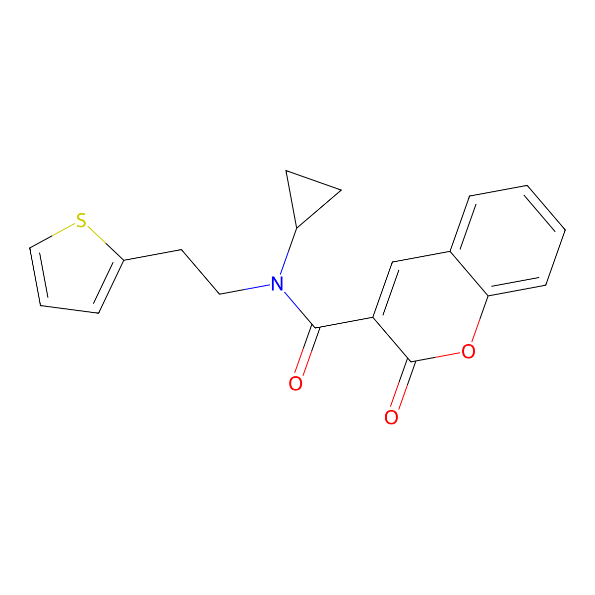 N-cyclopropyl-2-oxo-N-(2-(thiophen-2-yl)ethyl)-2H-chromene-3-carboxamide molecular structure, CAS 1396674-00-2