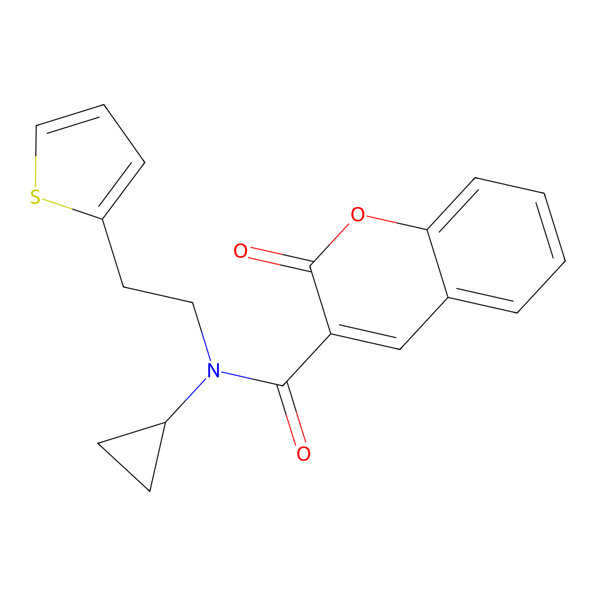 N-cyclopropyl-2-oxo-N-(2-(thiophen-2-yl)ethyl)-2H-chromene-3-carboxamide molecular structure, CAS 1396674-00-2