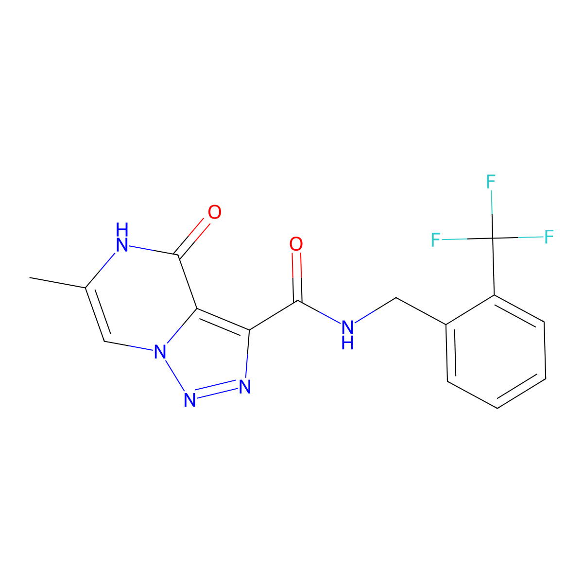 6-methyl-4-oxo-N-[2-(trifluoromethyl)benzyl]-4,5-dihydro[1,2,3]triazolo[1,5-a]pyrazine-3-carboxamide molecular structure, CAS 1396674-10-4