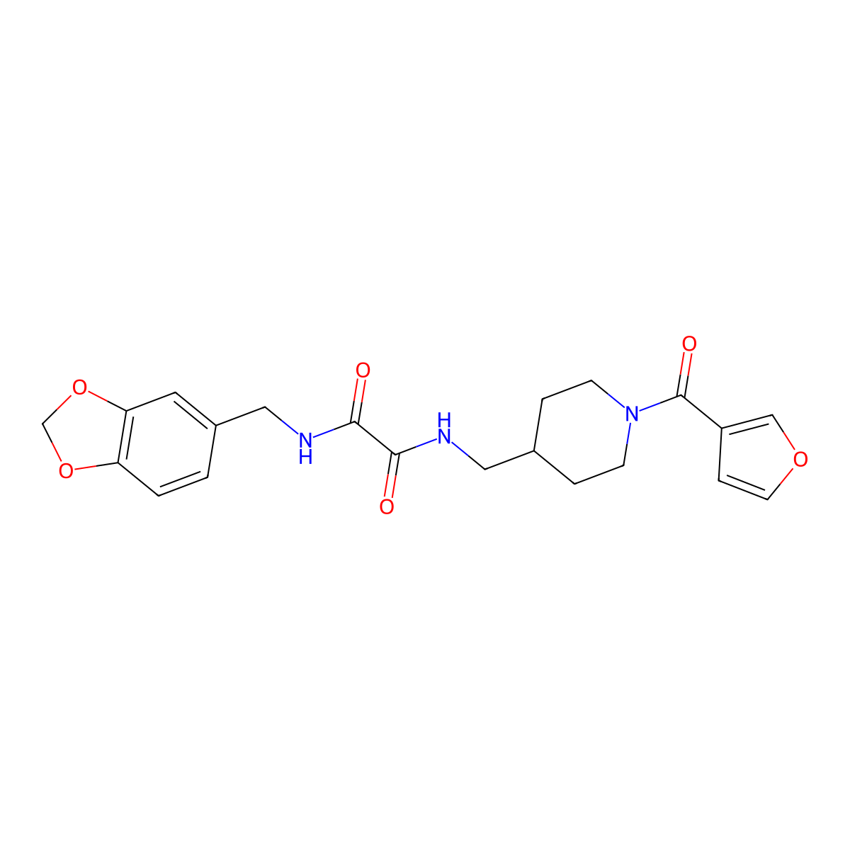 N1-(benzo[d][1,3]dioxol-5-ylmethyl)-N2-((1-(furan-3-carbonyl)piperidin-4-yl)methyl)oxalamide molecular structure, CAS 1396674-14-8