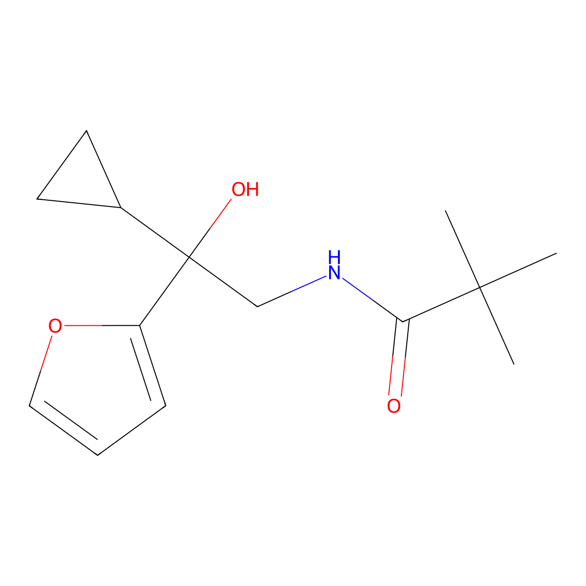 N-(2-cyclopropyl-2-(furan-2-yl)-2-hydroxyethyl)pivalamide molecular structure, CAS 1396674-15-9