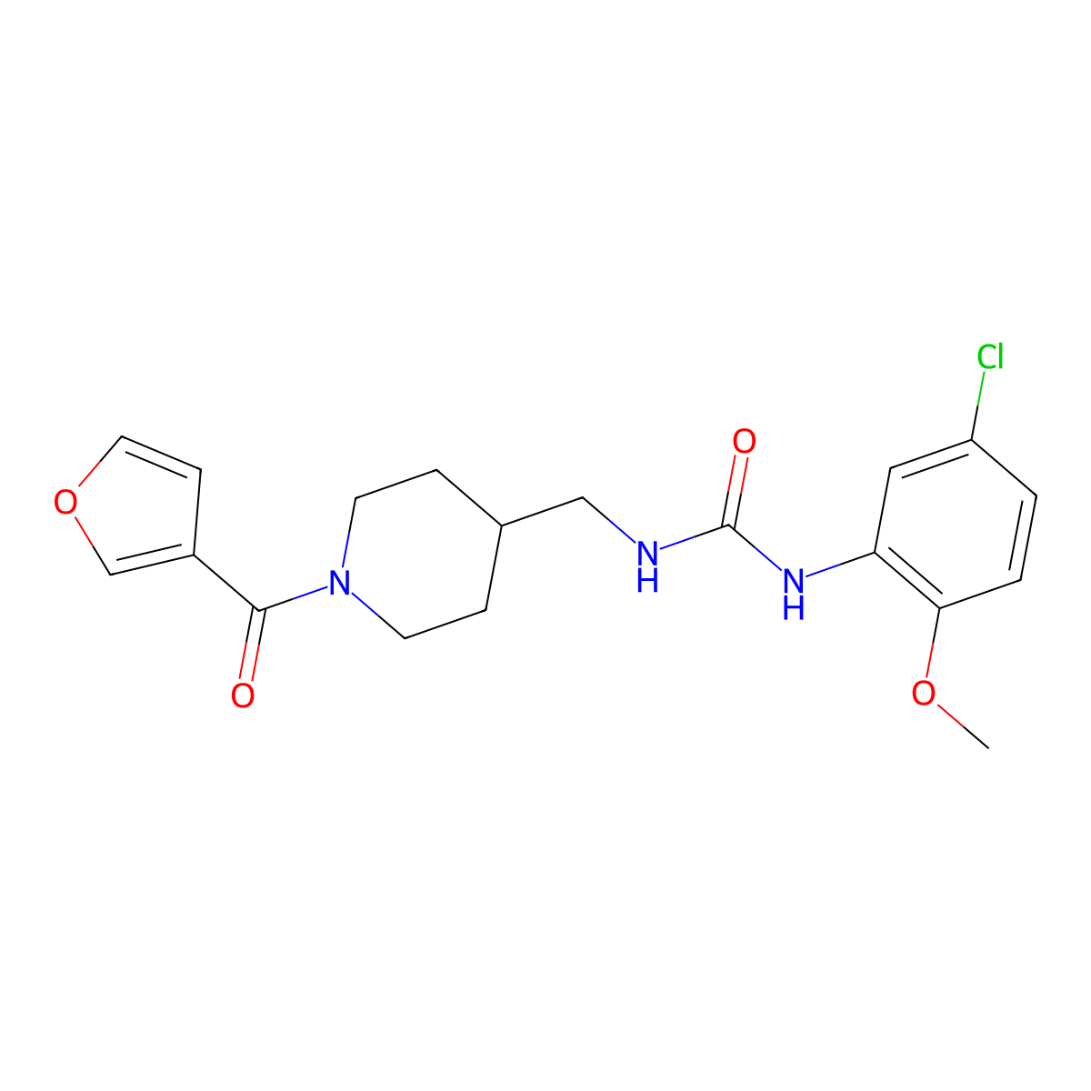 1-(5-Chloro-2-methoxyphenyl)-3-{[1-(furan-3-carbonyl)piperidin-4-yl]methyl}urea molecular structure, CAS 1396674-21-7