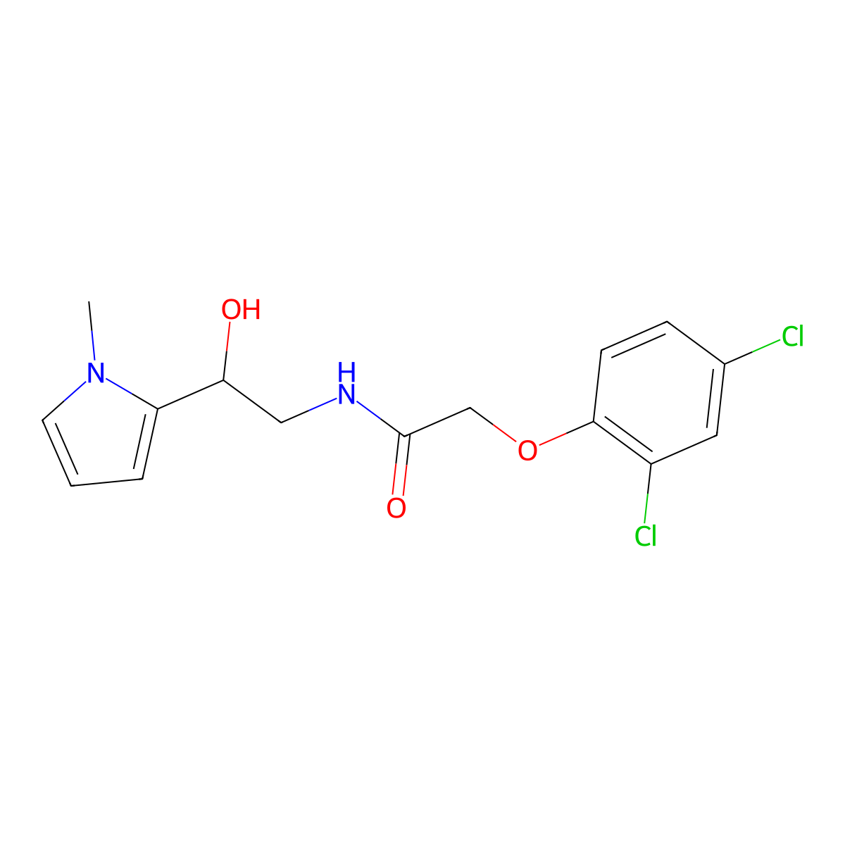 2-(2,4-dichlorophenoxy)-N-(2-hydroxy-2-(1-methyl-1H-pyrrol-2-yl)ethyl)acetamide molecular structure, CAS 1396674-29-5