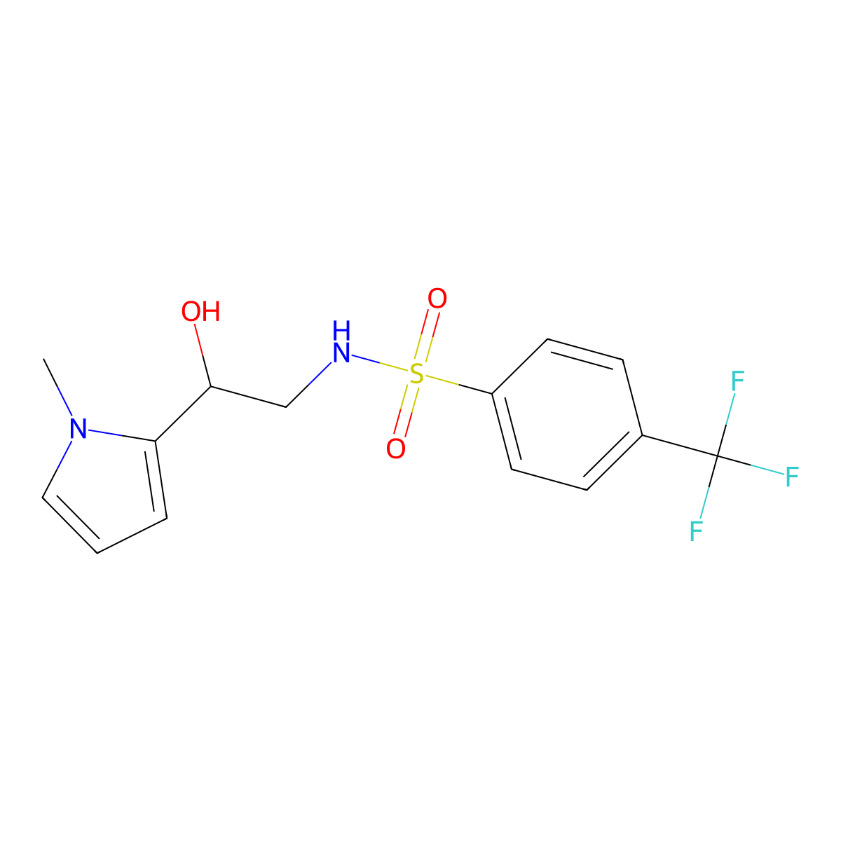 N-(2-hydroxy-2-(1-methyl-1H-pyrrol-2-yl)ethyl)-4-(trifluoromethyl)benzenesulfonamide molecular structure, CAS 1396674-31-9