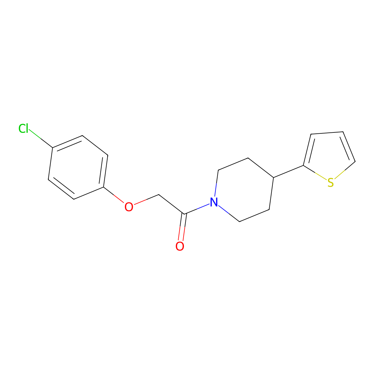 2-(4-Chlorophenoxy)-1-(4-(thiophen-2-yl)piperidin-1-yl)ethanone molecular structure, CAS 1396674-38-6
