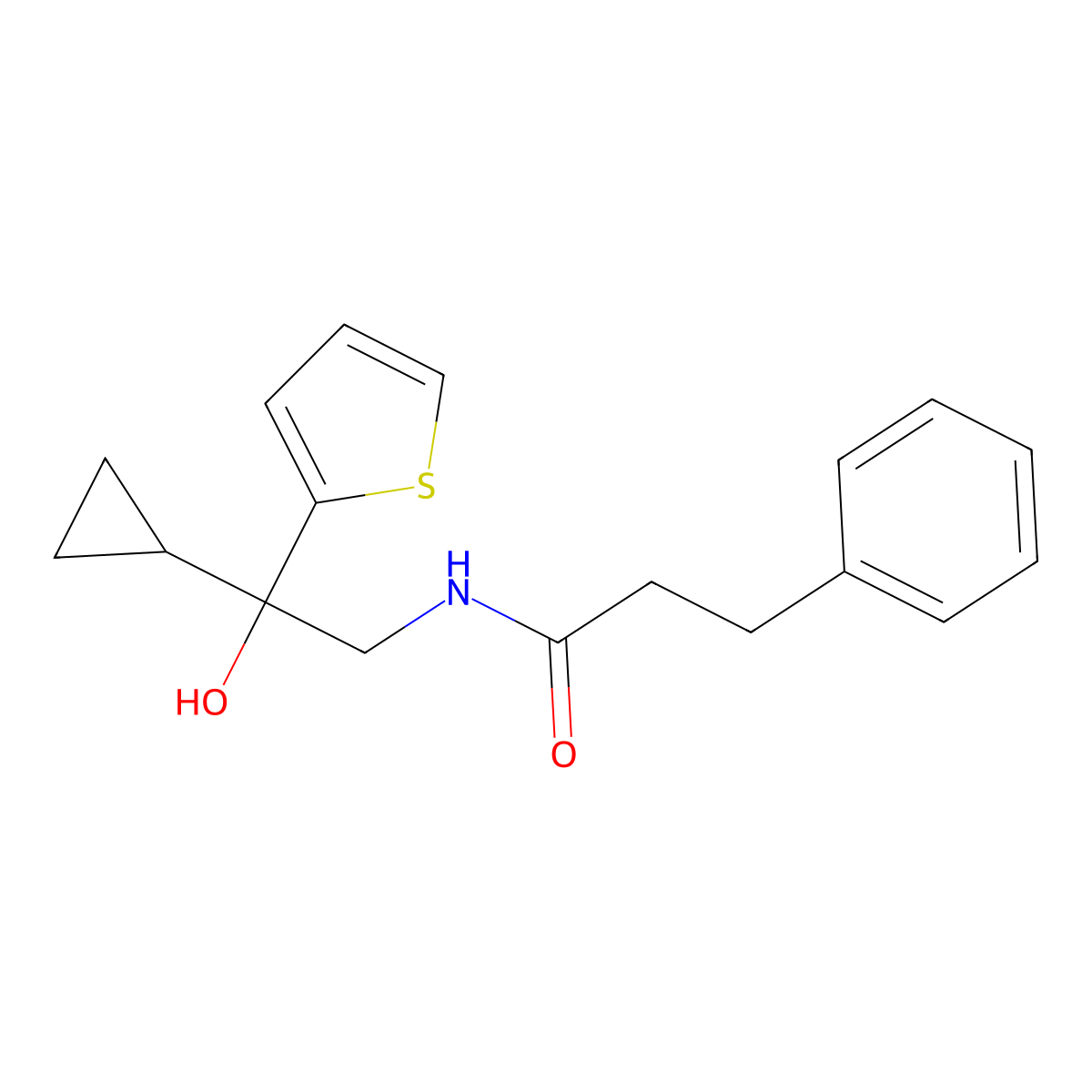 N-[2-cyclopropyl-2-hydroxy-2-(thiophen-2-yl)ethyl]-3-phenylpropanamide molecular structure, CAS 1396674-45-5